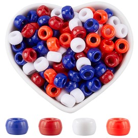 SOFPLATE 800Pcs 9mm Patriotic Beads Bulk Red White Blue Pony Beads Independent Day 4th of July Friendship Round Plastic Crafts Bead for Jewelry Making Supplies DIY Necklace bracelet Earring Hair Beads