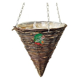 12 inch (30cm) Dark Rattan Cone Hanging Basket