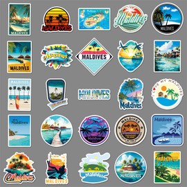 50PCS Stickers for Maldives,Maldives Stickers,Teens Boys and Girls Sticker Pack Vinyl Skateboard Guitar Door Laptop Luggage Car Bike Water Bottle Birthday Party Supplies Stickers