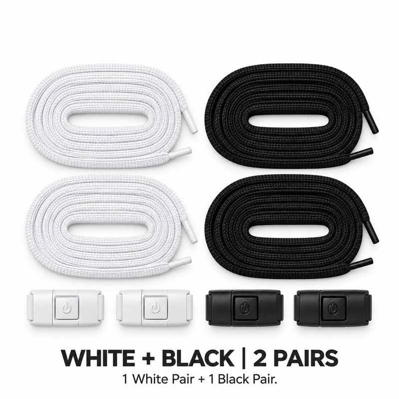 Elastic No-Tie Flat Shoelaces with Press-Lock Closure – Easy-On Sneaker