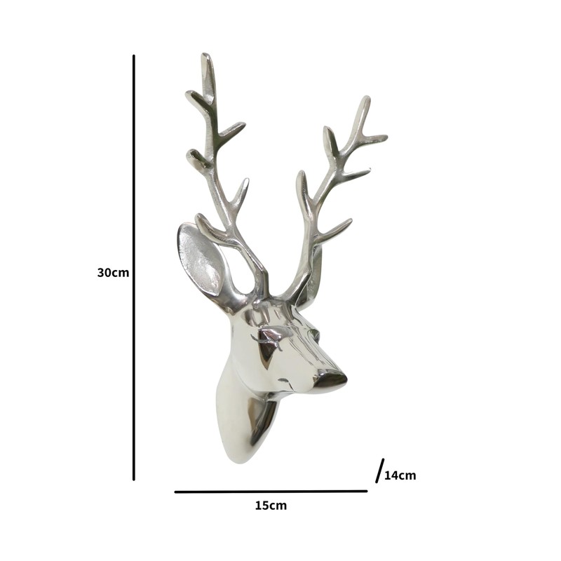 Melody Maison Silver Wall Mounted Stags Head