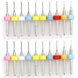Visxcnu 20 Piece Micro Drill Bit Set, Mixed Colour 0.1 mm - 1 mm Tungsten Steel Micro Twist Drill PCB Pressure Board Engraving Drill Bits Set for Rough Stone, Jewellery, Punching, Engraving