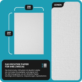 Netuno 20 Sheets White Linen Textured Cardboard DIN A4 210x297mm 8.27x11.69″ 246gsm Elfenbens Ultrawhite Embossed Paper for Printing Wedding Invitations Cards certificates Diplomas menus Books RSVP