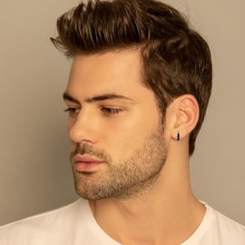 GAVU Vintage CZ Paved Stainless Steel Hoop Earrings for Men