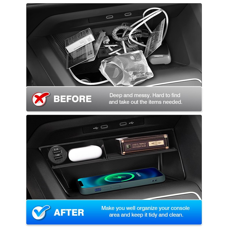 Karltys 2PCS Center Console Organizer Tray for 2022-2025 VW Volkswagen