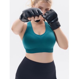 FITTIN Racerback Sports Bras for Women - Padded Seamless High Impact Support for Yoga Gym Workout Fitness Black/Grey/Green/Red XXL