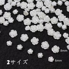 花 ネイルパーツ 6mm 8mm 6色 約90個セット 3D 立体 可愛い お花パーツ 椿 薔薇 バラ デコパーツ ネイルアート 手作り 収納ボックス付き