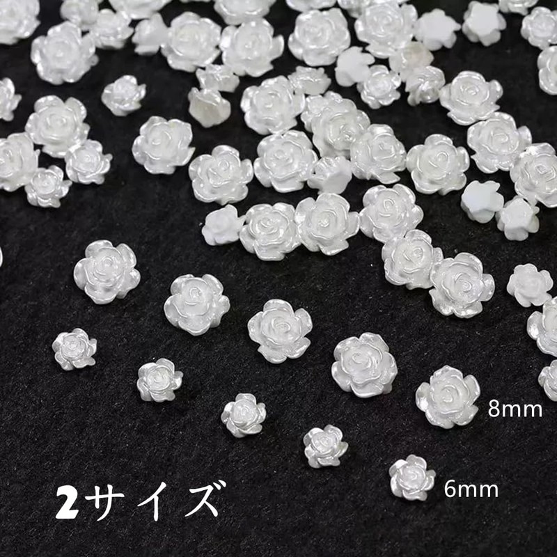 花 ネイルパーツ 6mm 8mm 6色 約90個セット 3D 立体 可愛い お花パーツ