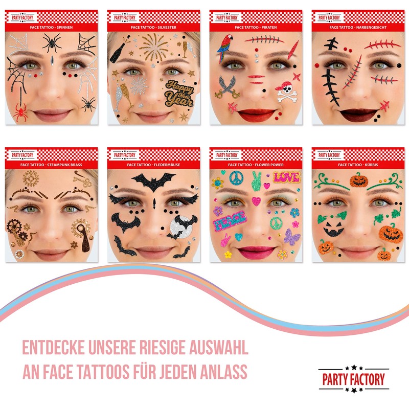 Party Factory Face Tattoo, Unicorn, Temporary Glitter Face Tattoo for