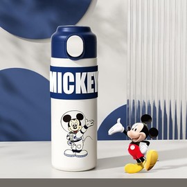 FASHION YO 400ml Kids Elsa Water Bottles for Girls, Stainless Steel Water Bottle for School, Vacuum Insulated, BPA-Free, Leak-Proof, Double-Walled, Metal Drink Bottle Hot Cold (Mickey)