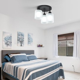 SINMILA Semi Flush Mount Ceiling Light with Clear Glass Shades,3-Lights Industrial Semi Flush Mount Light, Industrial Black Light Fixtures Ceiling Mount for Kitchen Living Room Foyer