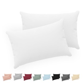 Twinzen® Cushion Covers, 100% Jersey Cotton, 150 GSM, Cushion Cover with Zip, OEKO-TEX Certified, 40 x 60 cm, Set of 2, White