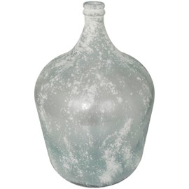 Deco 79 Recycled Glass Handmade Decorative Vase Frosted Spanish Bottle Centerpiece Vase, Flower Vase for Home Decoration 14" x 14" x 22", Clear