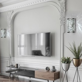 HuisMier Chrome Crystal Wall Sconces, Modern Dimmable LED Wall Light Fixtures with 3 Color Temperature, K9 Elegant Crystal Vanity Wall Lighting for Bathroom Bedroom Living Room Stairway Hallway