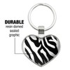Zebra Print Black White Keychain Heart Love Metal Key Chain