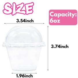 Tiaiidi Clear Plastic Cups with Lids,6 oz-50 Pack Mini Parfait Cups with Dome Lids(No Hole),Disposable Party Dessert Cups for Cold Drinks,Fruit,Cupcake,Ice Cream,Snack,Candy
