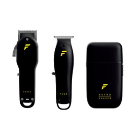 Essential Combo Old Scull, Omega Clipper, Plus Trimmer y Astro Shaver. Potentes e inalámbricas, ideales para principiantes y profesionales de la barberia y estilismo. Color negro, maquinas de cortar cabello fácil uso.