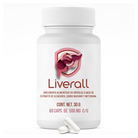 Suplemento para Bienestar Hepático L-Metionina Cardo Mariano LIVERALL | Extracto de Alcachofa, Lecitina de Soya, 60 Cápsulas de 500 mg, Ingredientes de Origen Vegetal, Hecho en México