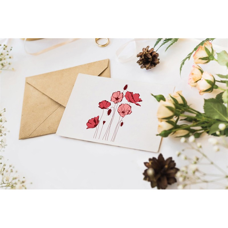 arriettycraft Poppies Clear Rubber Stamp for Scrapbooking Photo Decoration Card