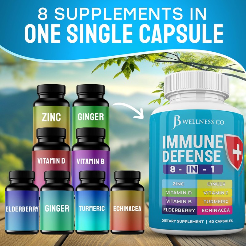 JB WELLNESS CO Immune Support 8 in 1 Capsules -