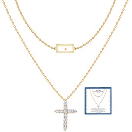 LIUANAN Mustard Seed Necklace for Women Christian Faith Jewelry Layered Gold Cross Necklaces Religious Gift Christian Gifts for Women Mom Daughter (Mustard Seed Necklace-square gold)