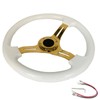 Universal 14" White Wood Steering Wheel Gold Spoke 6 Bolts