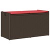 Patio Storage Bench with Cushion Brown 39.4" Poly Rattan, Outdoor