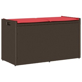 Patio Storage Bench with Cushion Brown 39.4" Poly Rattan, Outdoor Benches, 4104066