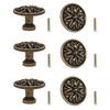 binifiMux 6pcs Vintage Flower Drawer Pulls Knobs, Flower Embossing, Bronze
