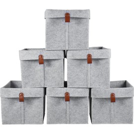 6Pcs Storage Cubes Felt Fabric Cube Storage Bins 9 x 9 x 10inch Collapsible Storage Bins with Hanging Ring 12L Foldable Cube Baskets Nursery Cubby Storage Baskets Box for Clothes Books Shoes,.