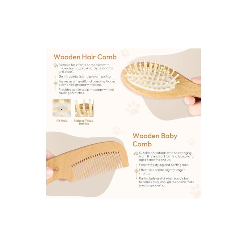Cepillo para Cabello Bebe 4 Piezas, Peine para Bebe