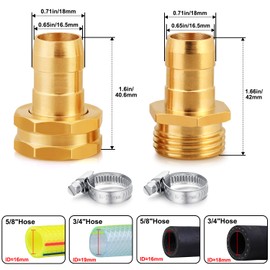 UNWAVER Solid Brass Garden Hose Repair with Clamps, Repair Fit for 3/4" or 5/8" Garden Hose end Connector 10 Set