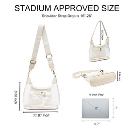 Clear Shoulder Bags for Women, Stadium Approved Cute Hobo Tote Crossbody Handbag Mini Clutch Purse