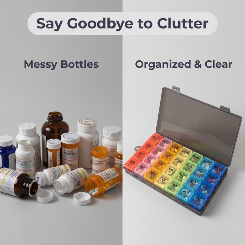 JEERSNP Pill Box 7 Days 4 Compartments Per Day Pill