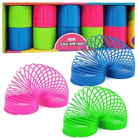 The Dreidel Company Neon Plastic Multicolor Coil Spring, Goody Bag Fillers, Party Favor for Kids, 3" Inches (80mm) (6-Pack)