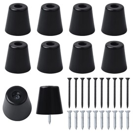 Fangehong Pack of 10 Rubber Feet, Black Rubber Buffer with Screws, Rubber Cutting Board Feet, Rubber Feet Pads with Metal Disc, Buffer Table Chair Leg Pad for Furniture Chair, Cabinet, Couchs, D40 x