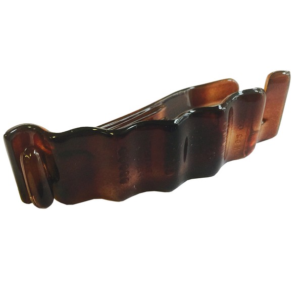 Parcelona French Crinkled Shell Brown Small Metal Free Celluloid Acetate Hair Clip Barrette