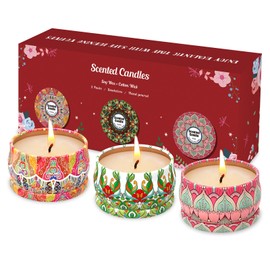 Scented Candles Gift Set,3 Pack Candles for Home Scented, Long Lasting Soy Wax Aromatherapy Candle Set, Gifts for Women with Gift Box(Rose.Vanilla.Orange)