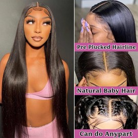 Afekisn 32 Inch 13x6 Lace Front Wigs Human Hair 200 Density Pre Plucked Straight Lace Front Wigs Human Hair With Baby Hair HD Lace Frontal Straight Wigs Human Hair for Women