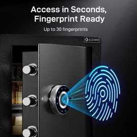 ADIMO Biometric Safe Box, 1.6 CuFt Fingerprint Safe w/Touchscreen, Fireproof Safe with Removable Shelf & Alarm System, Money Safe for Secure Document & Valuables, Home Safe Box for Home Office Hotel