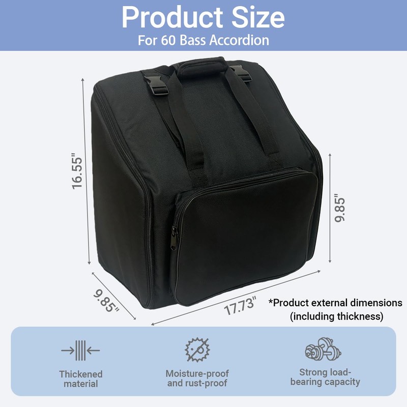 Accordion Bag for 60 Bass Keyboard Button Bayans Thicken Storage