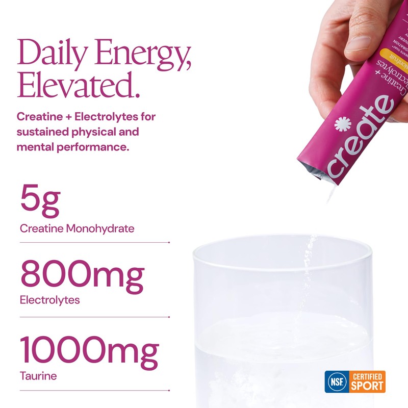 Create Creatine + Electrolytes Mix - Creatine Monohydrate Stick Packs,