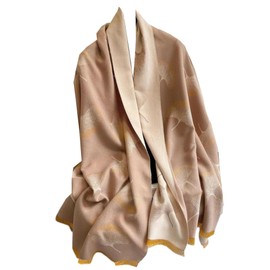GFM® Women's Ginkgo Flowers Cashmere Texture Pashmina Style Scarf Shawl for Autumn, Winter, Christmas (FRLSHL-GG) (Gnk-Light Brown)(GNKSHL-2403-HLKEK)