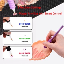 Zellina Electric Diamond Art Painting Pen with 3 Level - Vacuum Diamond Art Pen with Silicone Base, Storage Tray, Long-Lasting and Stable Black