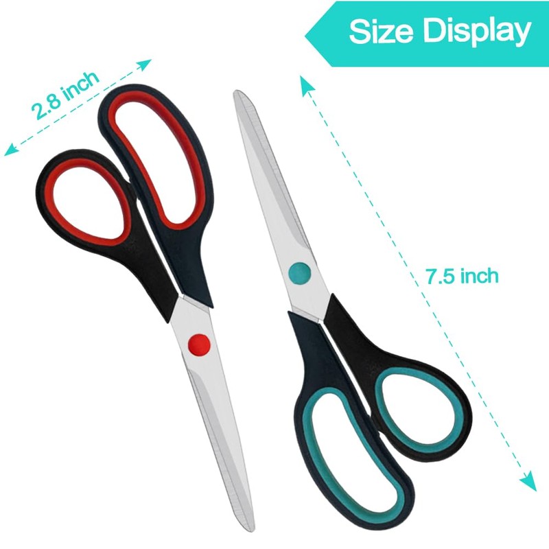 Scissors, 2 Pack 7.5 inch Scissors for Office and Home,