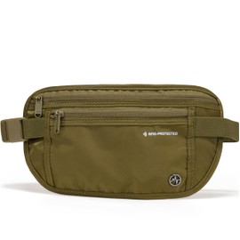 Pander Unisex RFID Anti Theft Waist Pouch Money Belt for Travel, Blocking Hidden Wallet Belt Bag for Women, Protects Your Valuables and Data.(Dark Moss)