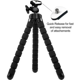 Acuvar Portable and Flexible 10" Phone Tripod Stand for Cellphones, Compact Mini Tripod with Remote for Video Recording, Vlogging and Travel Photography(Black)