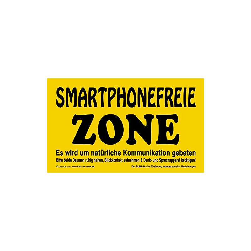 CORVUS 600152 Sign Smarthone Free Zone, Yellow