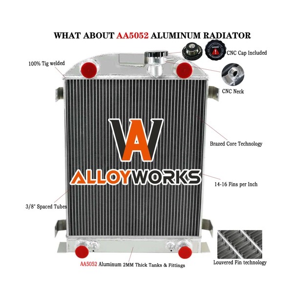 ALLOYWORKS 3-Row Aluminum Radiator For 1930 1931 Ford Model A