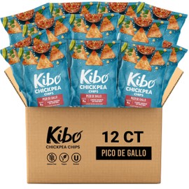 Kibo Chickpea Chips Pico de Gallo - Gluten-Free, Plant-Based, High Protein-Fiber Non-GMO, Vegan, Made with Real Veggies - 1 oz, 12 Pack